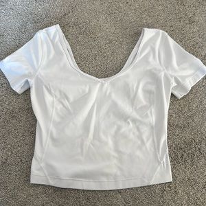 Lululemon athletic white cropped and v necked t-shirt